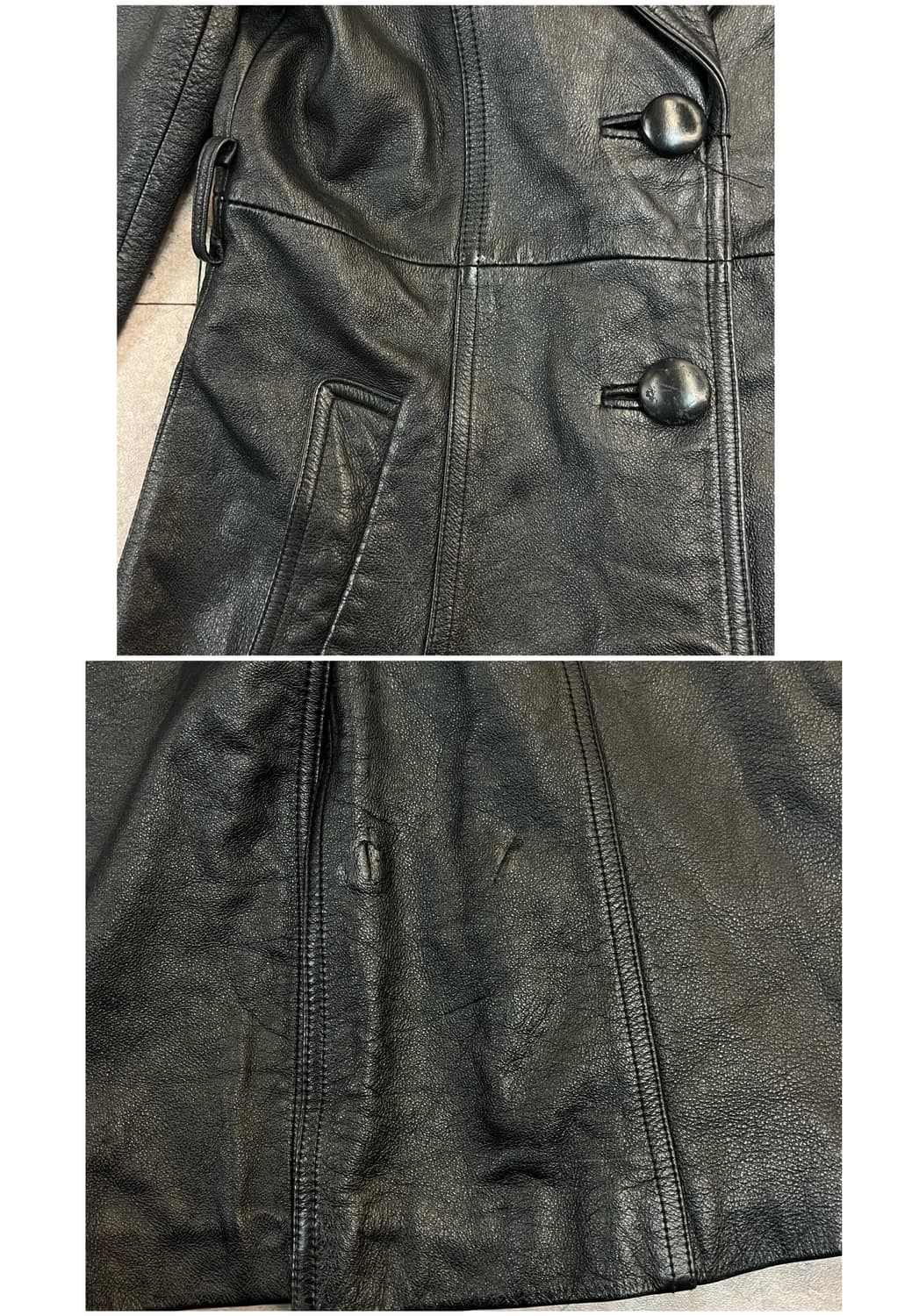 빈티지 소가죽 레더 롱 자켓 블랙 55 #csz2836 상품이미지5