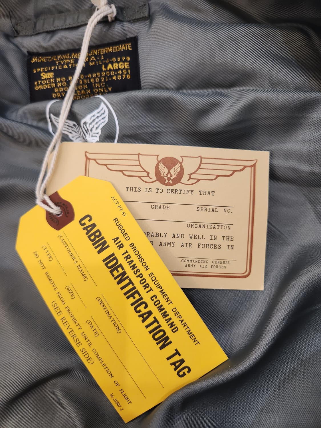 (새상품) 브론슨 ma-1 L사이즈 중국판 상품이미지4