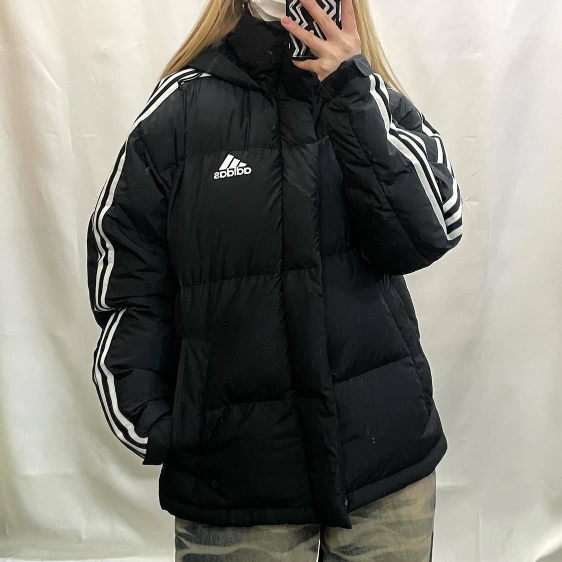 아디다스 3st puff down 검정 패딩 상품이미지1