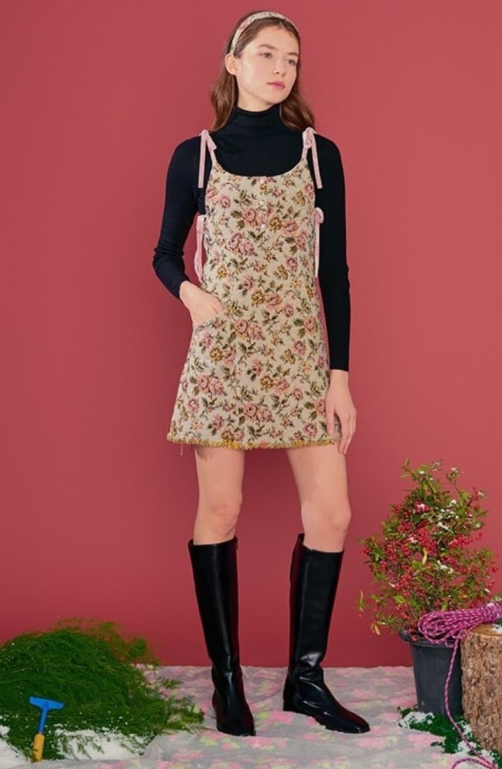 마가린핑거스 로즈 자카드 원피스 머리띠 세트 상품이미지2