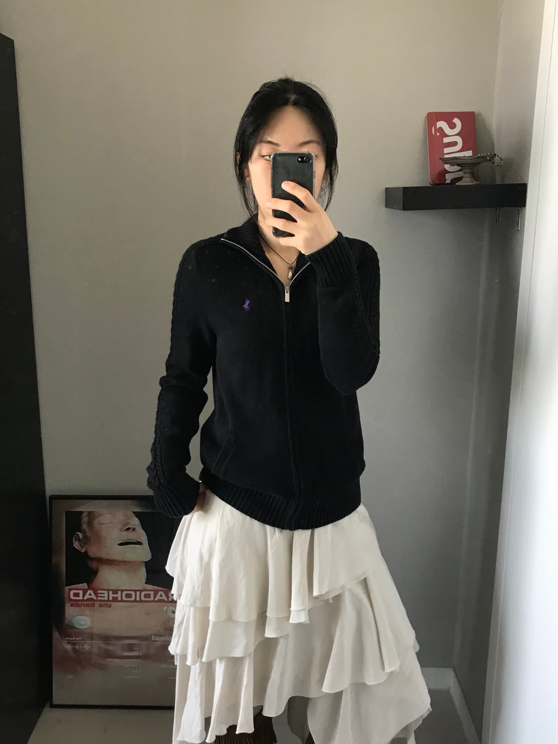 폴로 랄프로렌 포니 로고 블랙 니트집업 상품이미지2