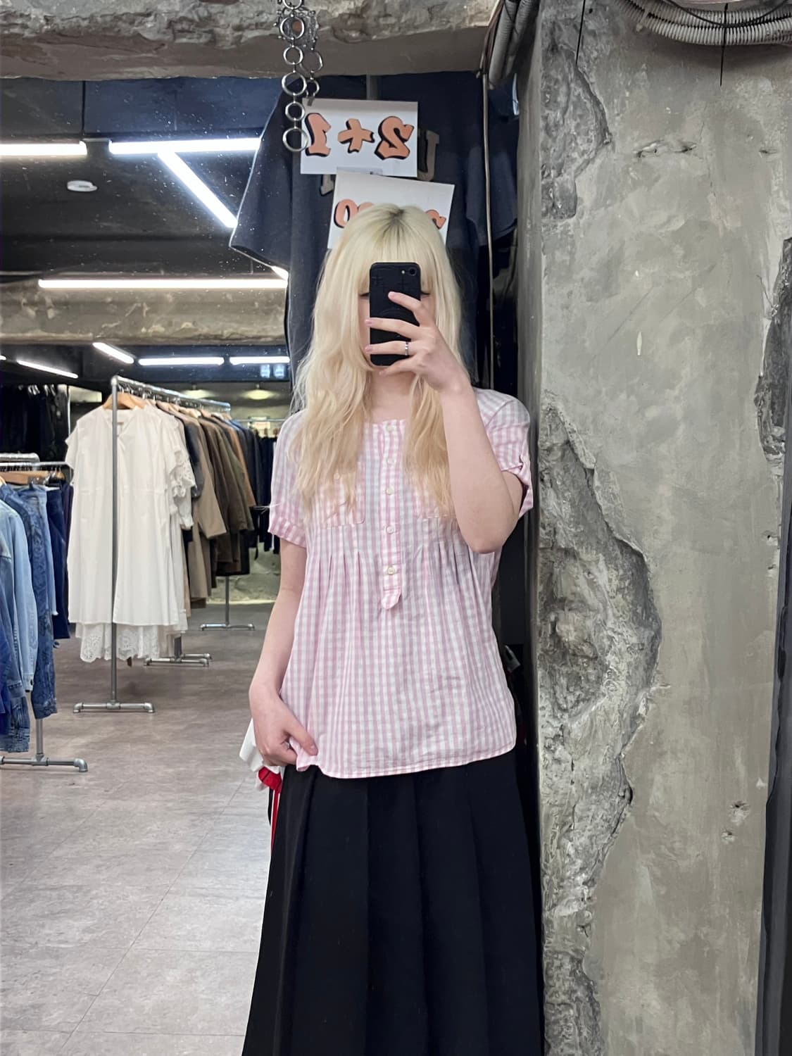 빈티지 체크 블라우스 핑크 #csz4018 상품이미지2