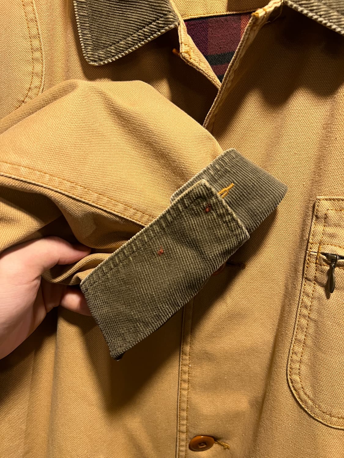 [2XL]L.L.Bean 엘엘빈 체크 라이닝 브라운 캔버스 초어 자켓 상품이미지6