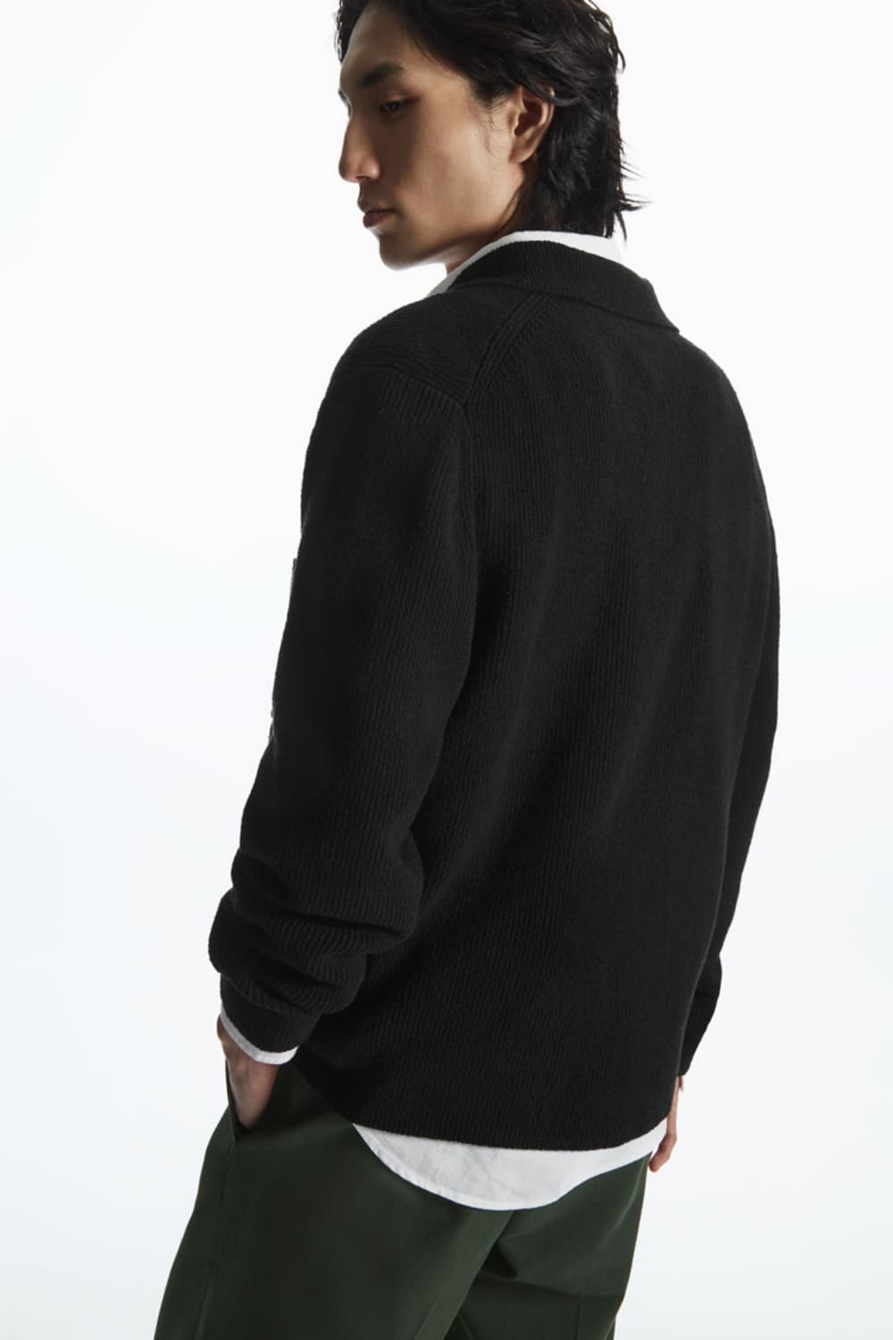 COS 코스 코튼 블렌드 텍스쳐 니트 가디건 XL 이동휘 착용 상품이미지5