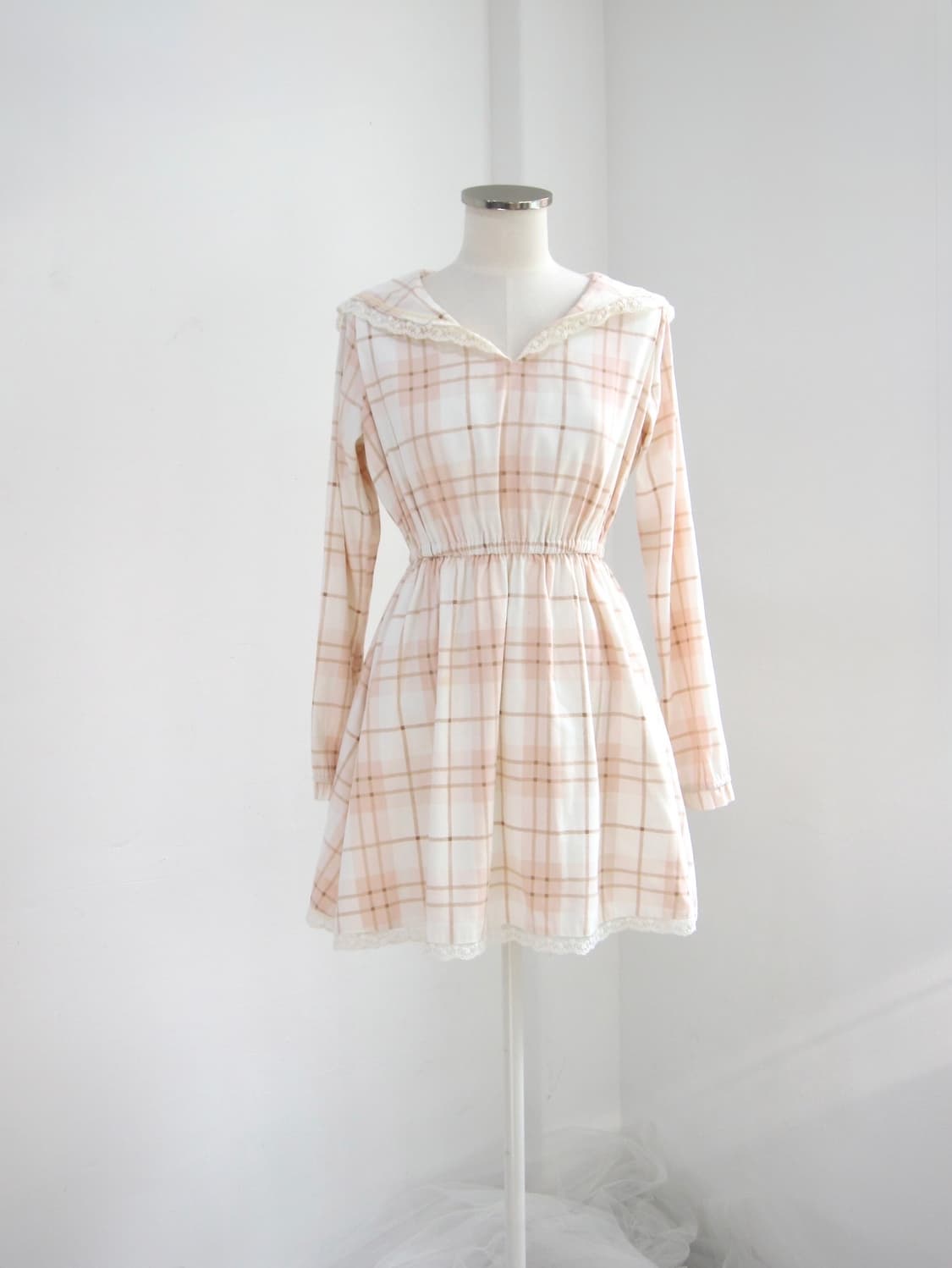 Liz lisa 리즈리사 핑크 체크 세일러 원피스 헤이세이 라떼갸루 상품이미지1