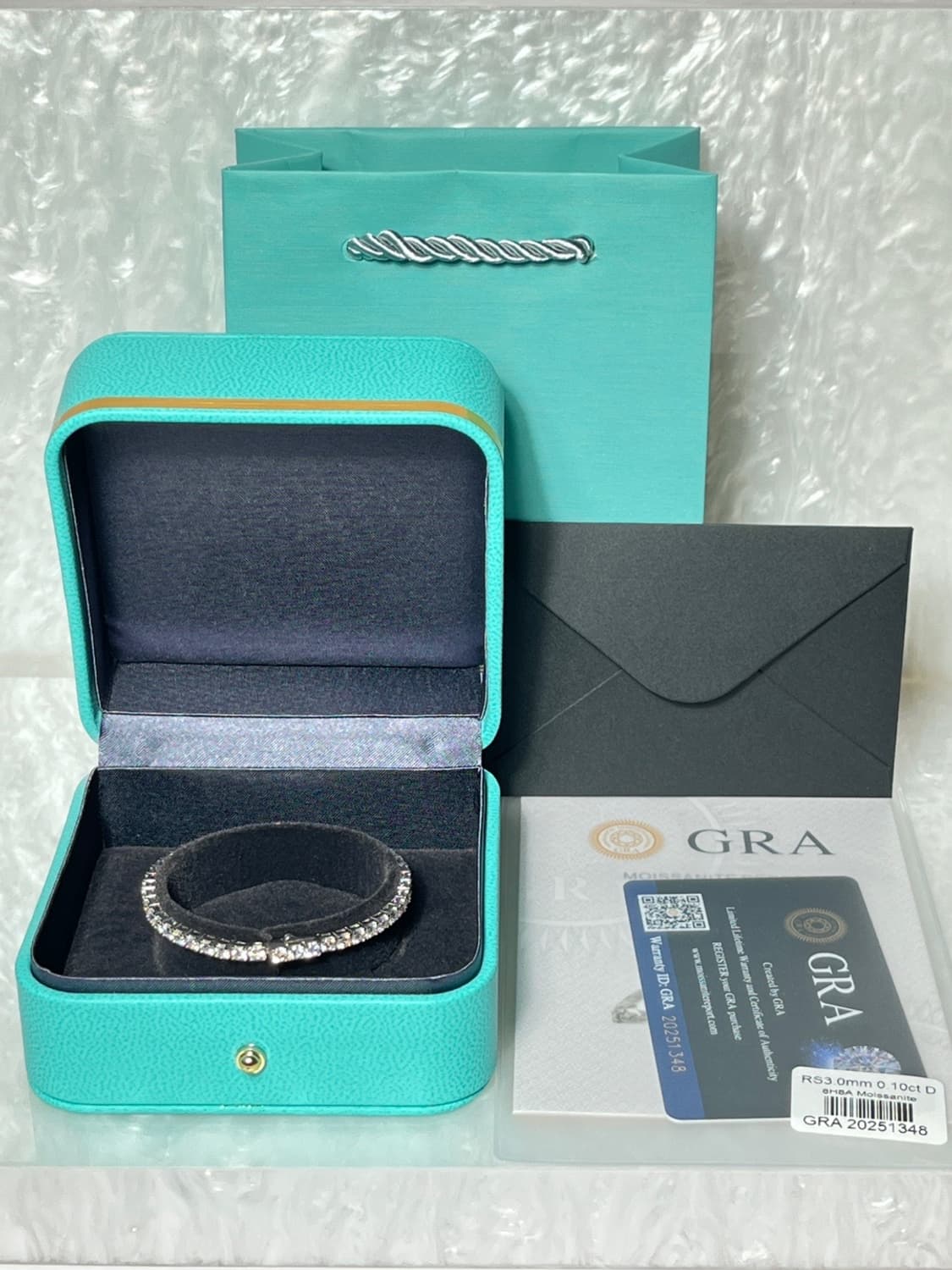 *새상품* 모이사나이트 4프롱 18k 화이트골드 원터치 테니스 은팔찌 상품이미지1