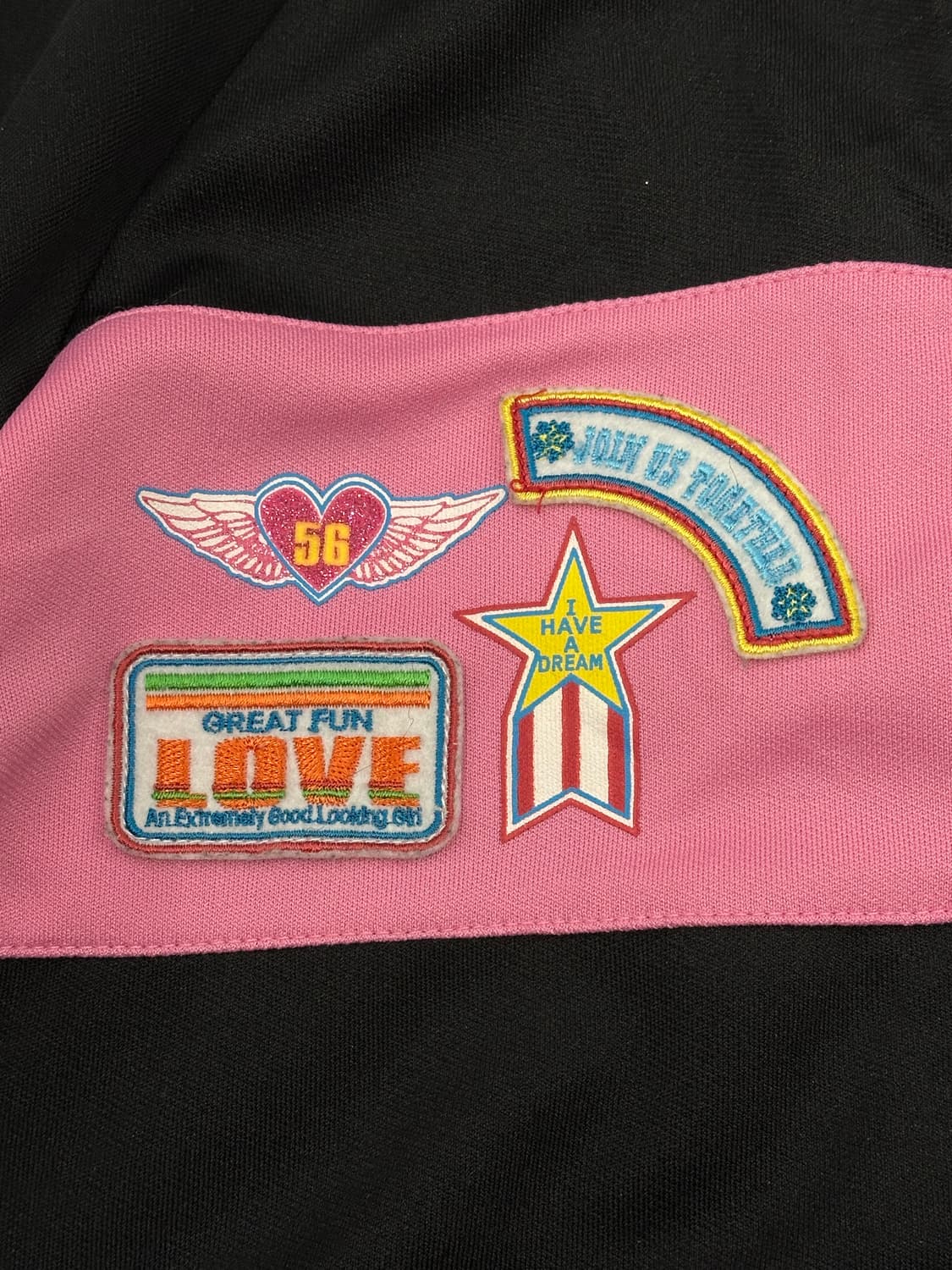 150)Japanese Vintage 여성 블랙핑크 패치 져지 상품이미지7