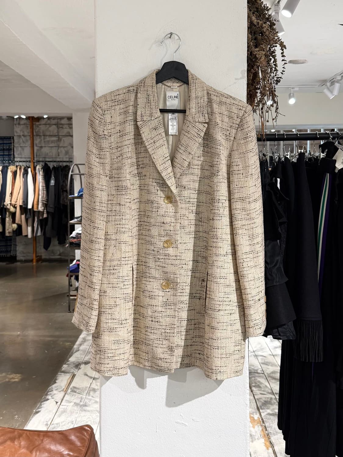 셀린느 베이지 트위드 레인 울 블렌드 블레이저 자켓 상품이미지1