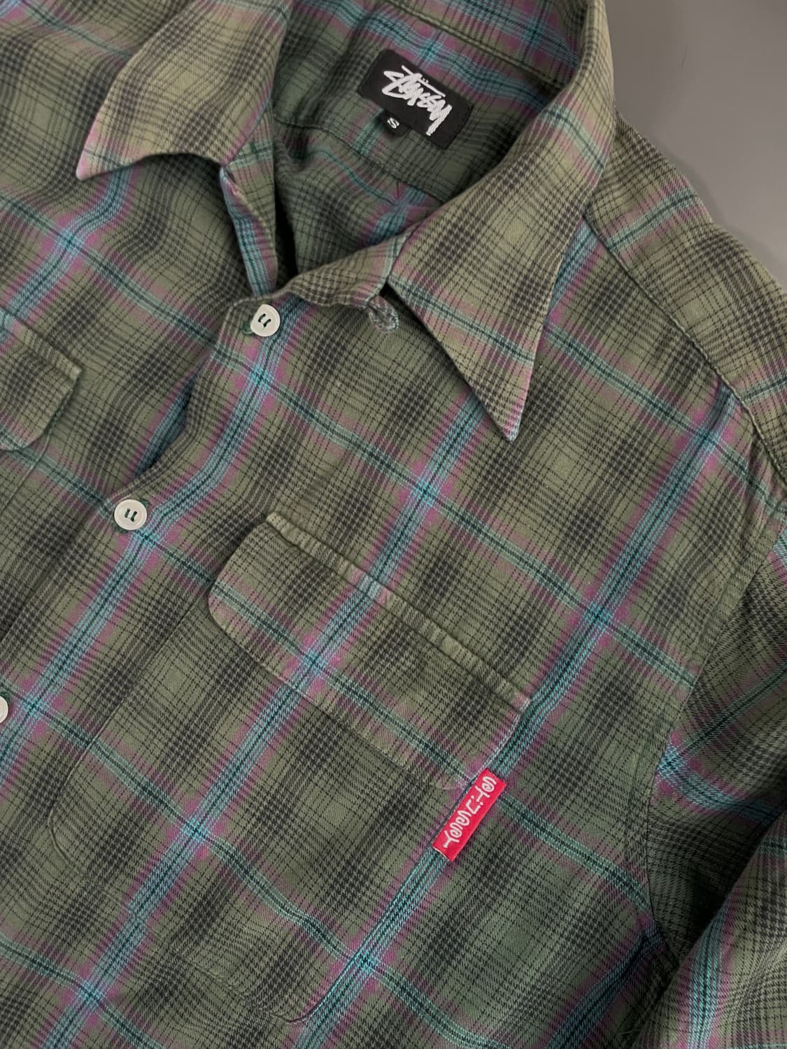 [S] 1980S 초판 빈티지 올드 스투시 플란넬 셔츠 메이드 인 USA 상품이미지5