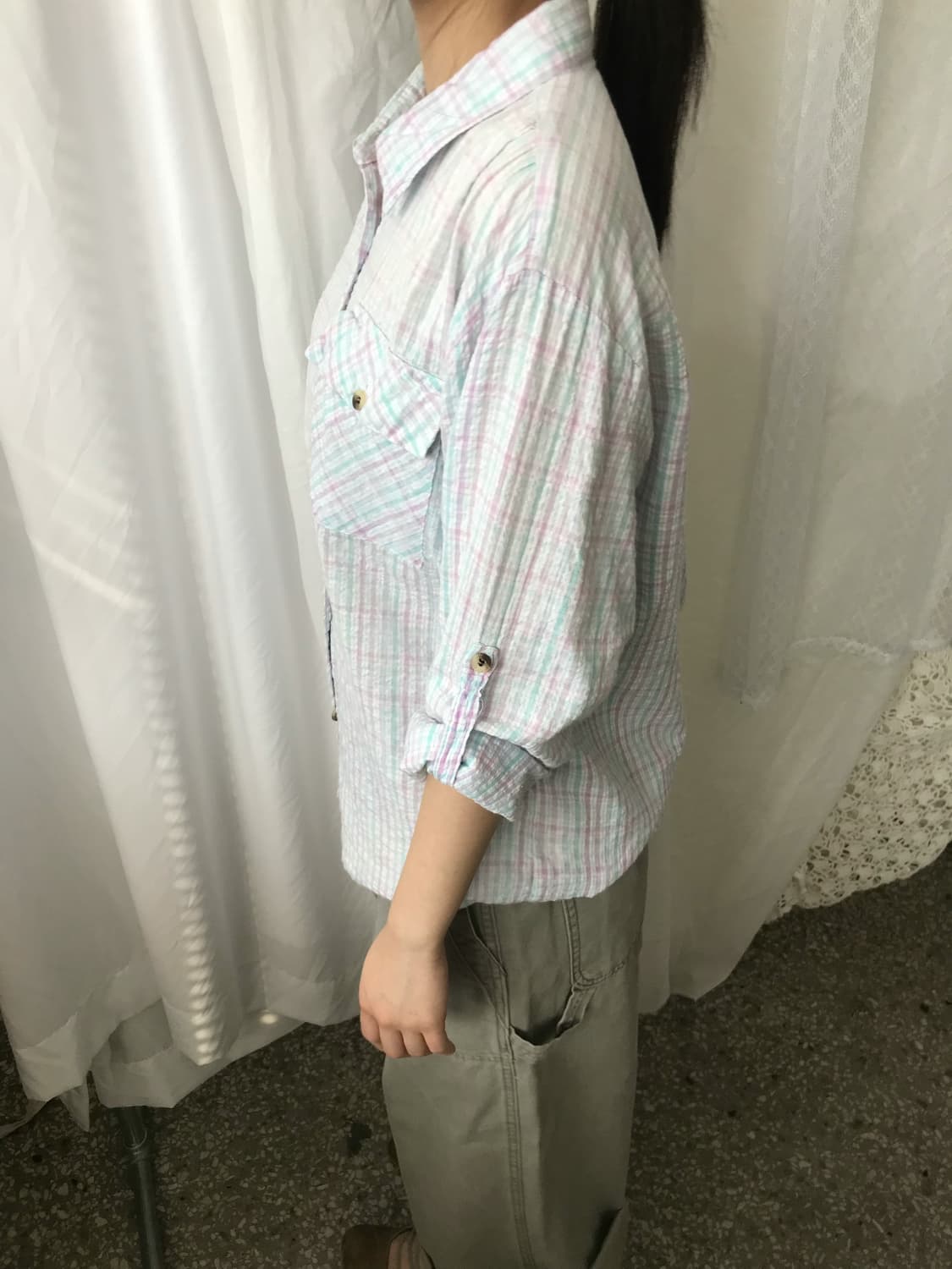 파스텔 체크 셔츠  상품이미지5