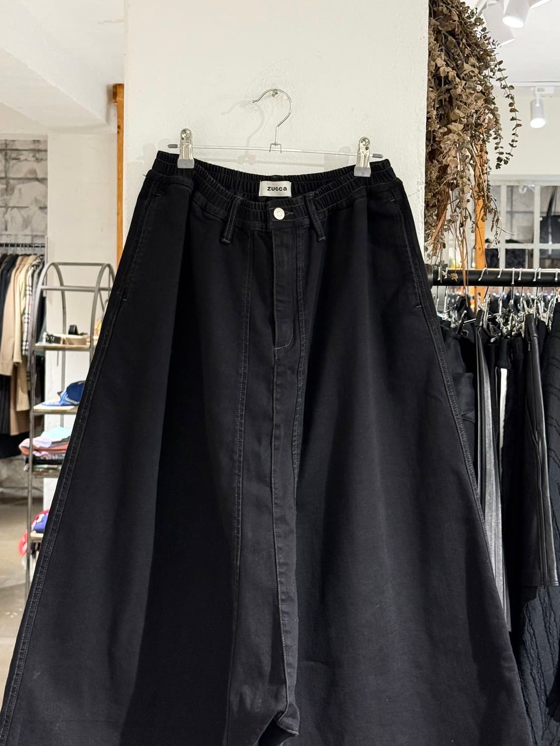 주카 블랙 와이드 사루엘 코튼 팬츠 상품이미지2