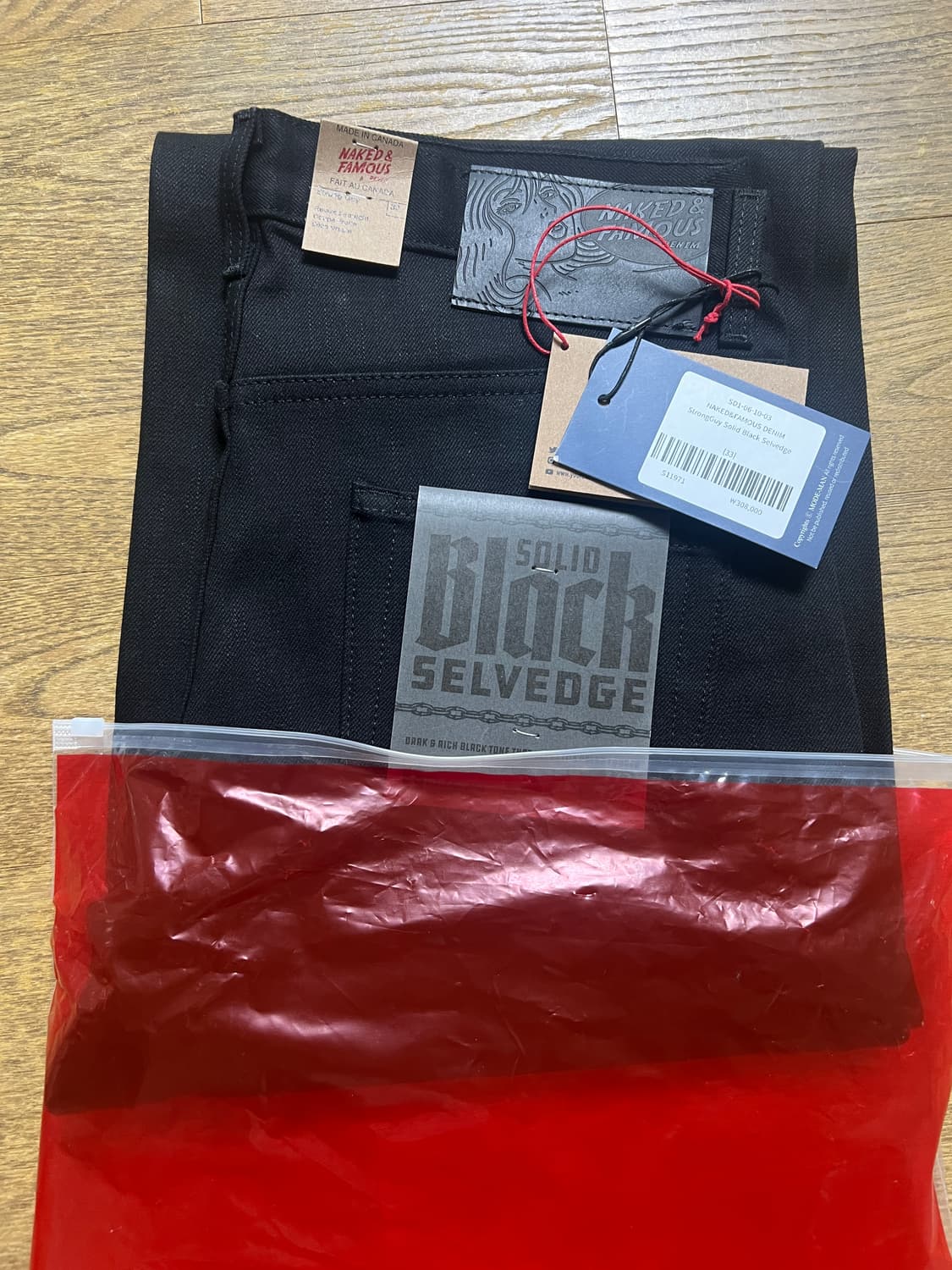 네이키드앤페이머스 스트롱가이 솔리드블랙 데님 33사이즈 새제품입니다. 택 상품이미지1