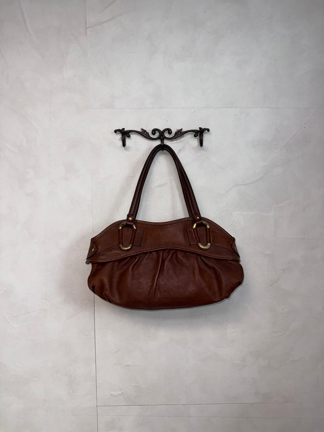 Mila schon brown shirring leather 토트백 상품이미지4