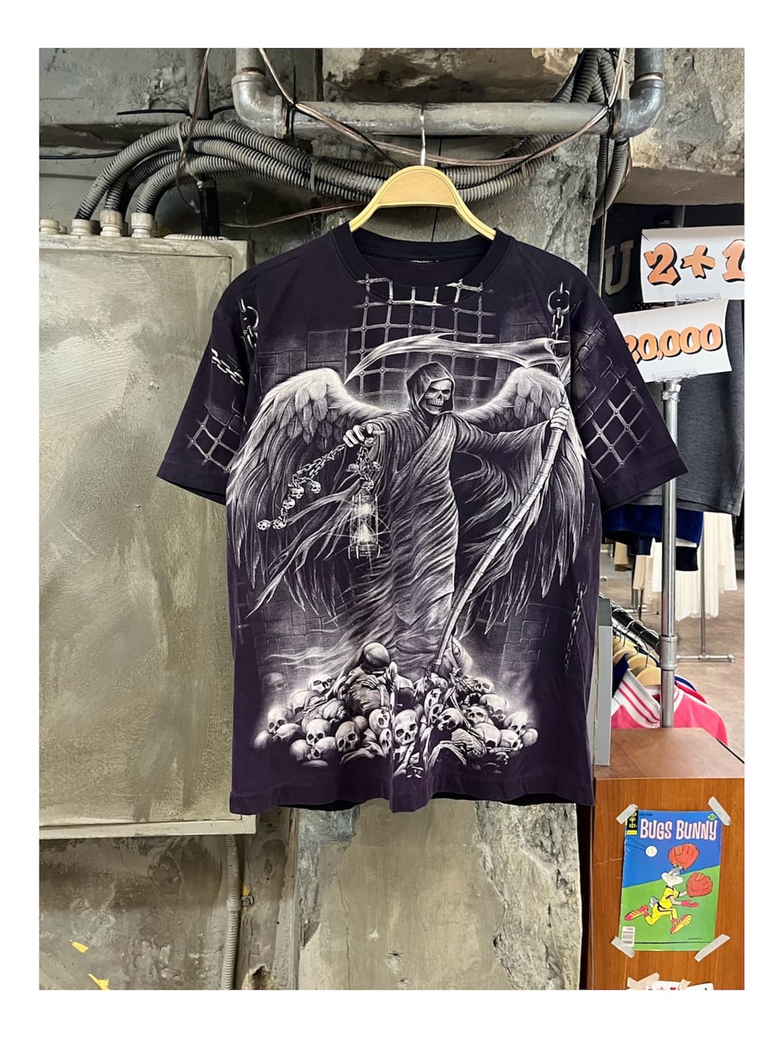 빈티지 해골 프린팅 반팔티 퍼플 #csz4137 상품이미지1