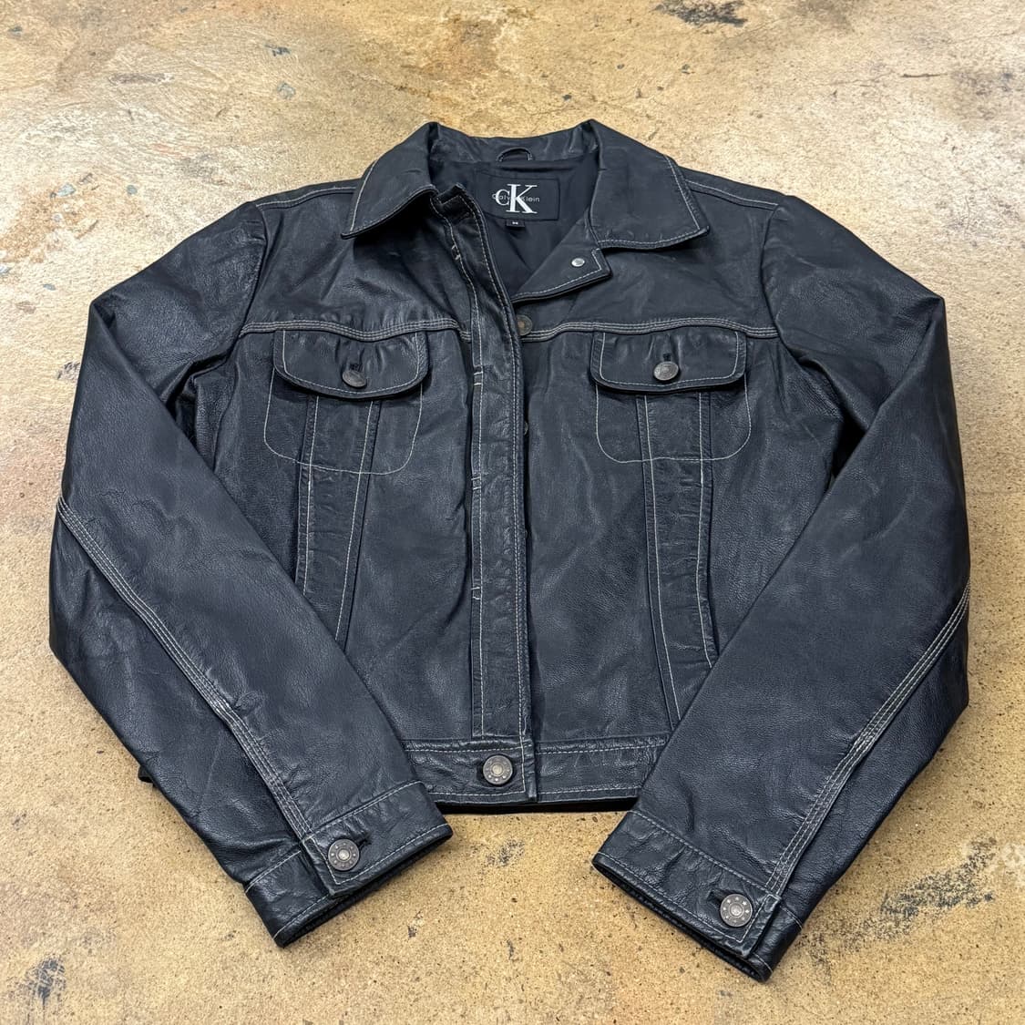 [정품/M] 캘빈클라인 블랙 가죽 자켓 b10 상품이미지2