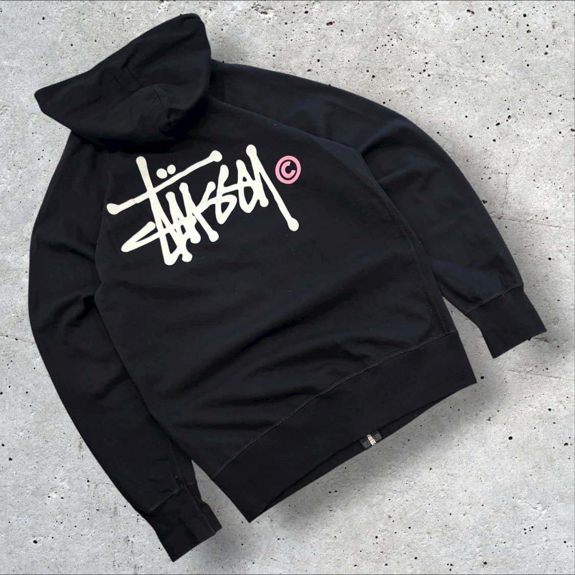 [M] 스투시 재팬 블랙 빅로고 후드집업 백로고 B343 상품이미지1