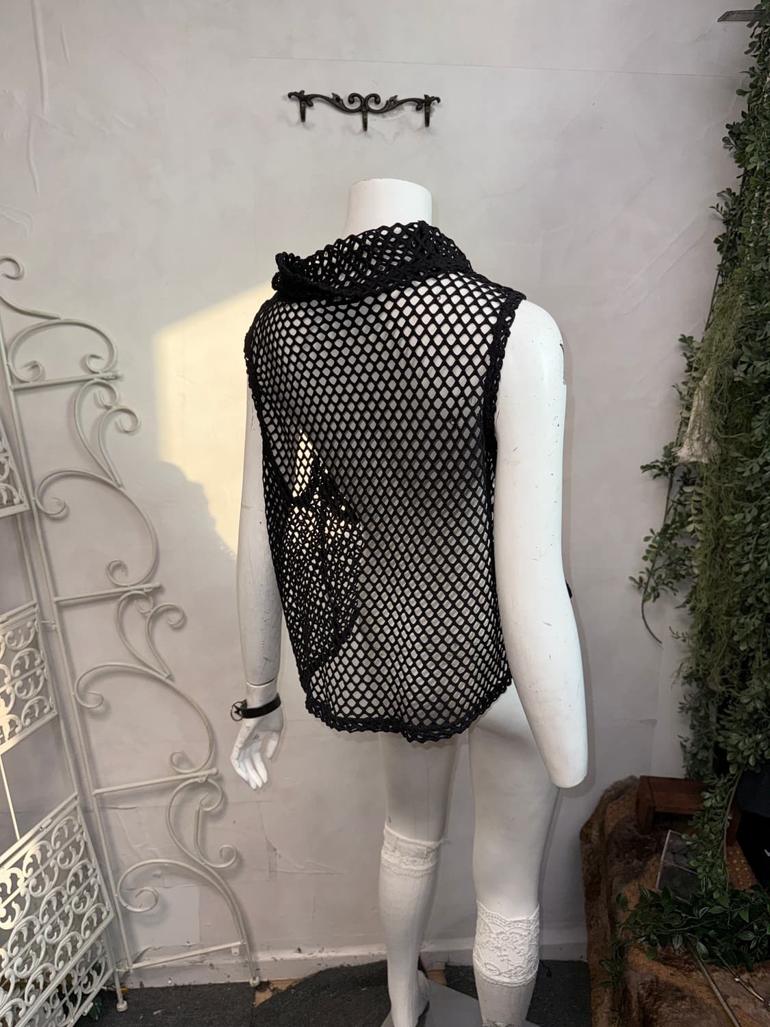 Black flower draped mesh sleeveless  상품이미지8