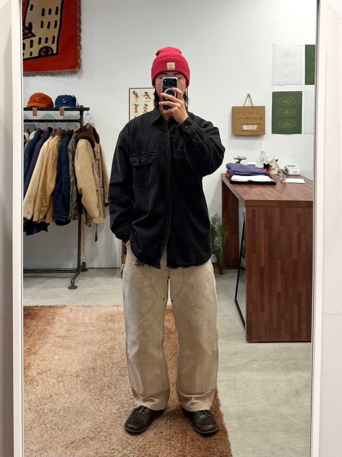 Stanley 빈티지 흑청 데님 플란넬 셔츠 상품이미지2