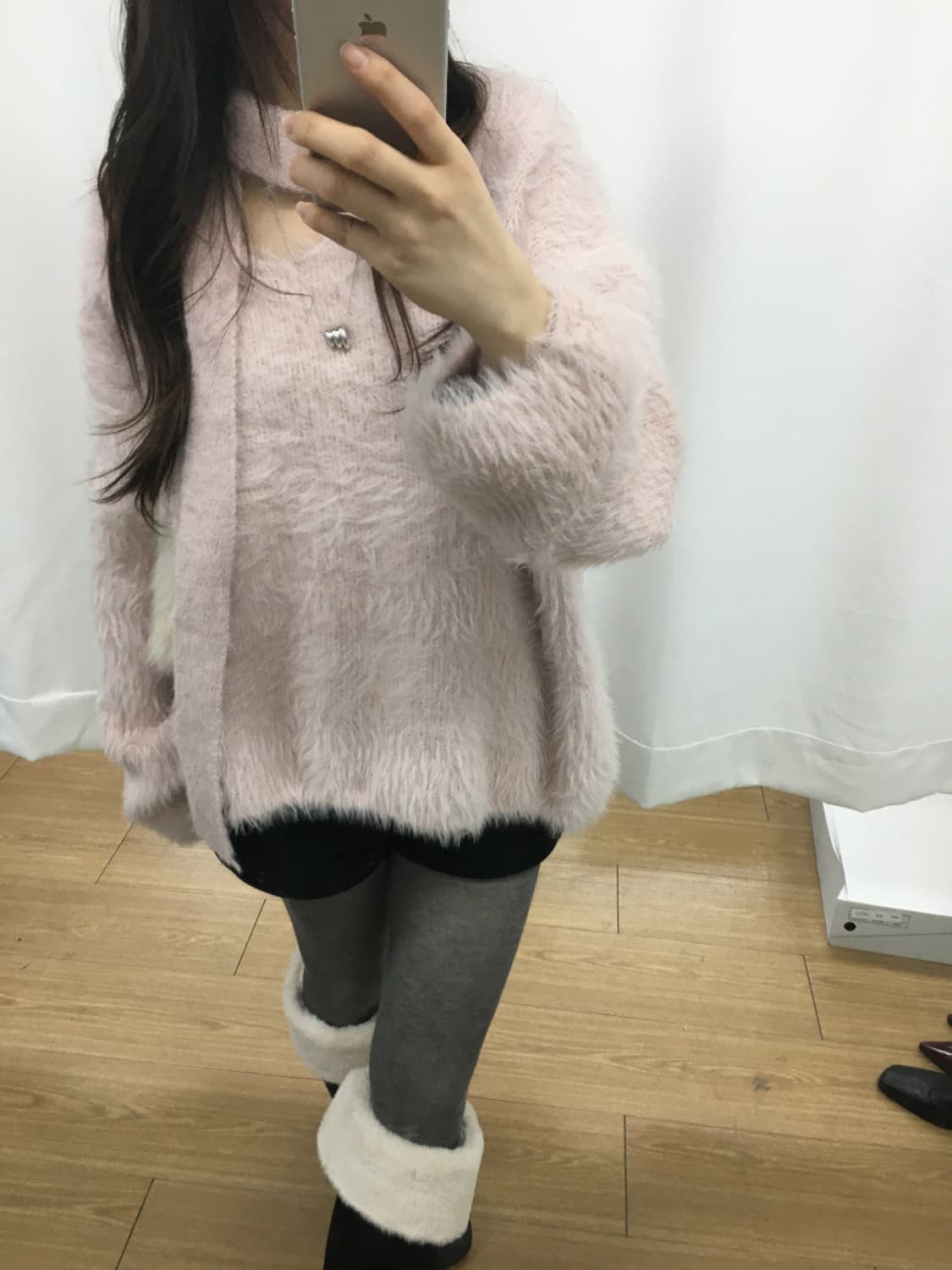 머플러 니트 세트 pink 상품이미지1