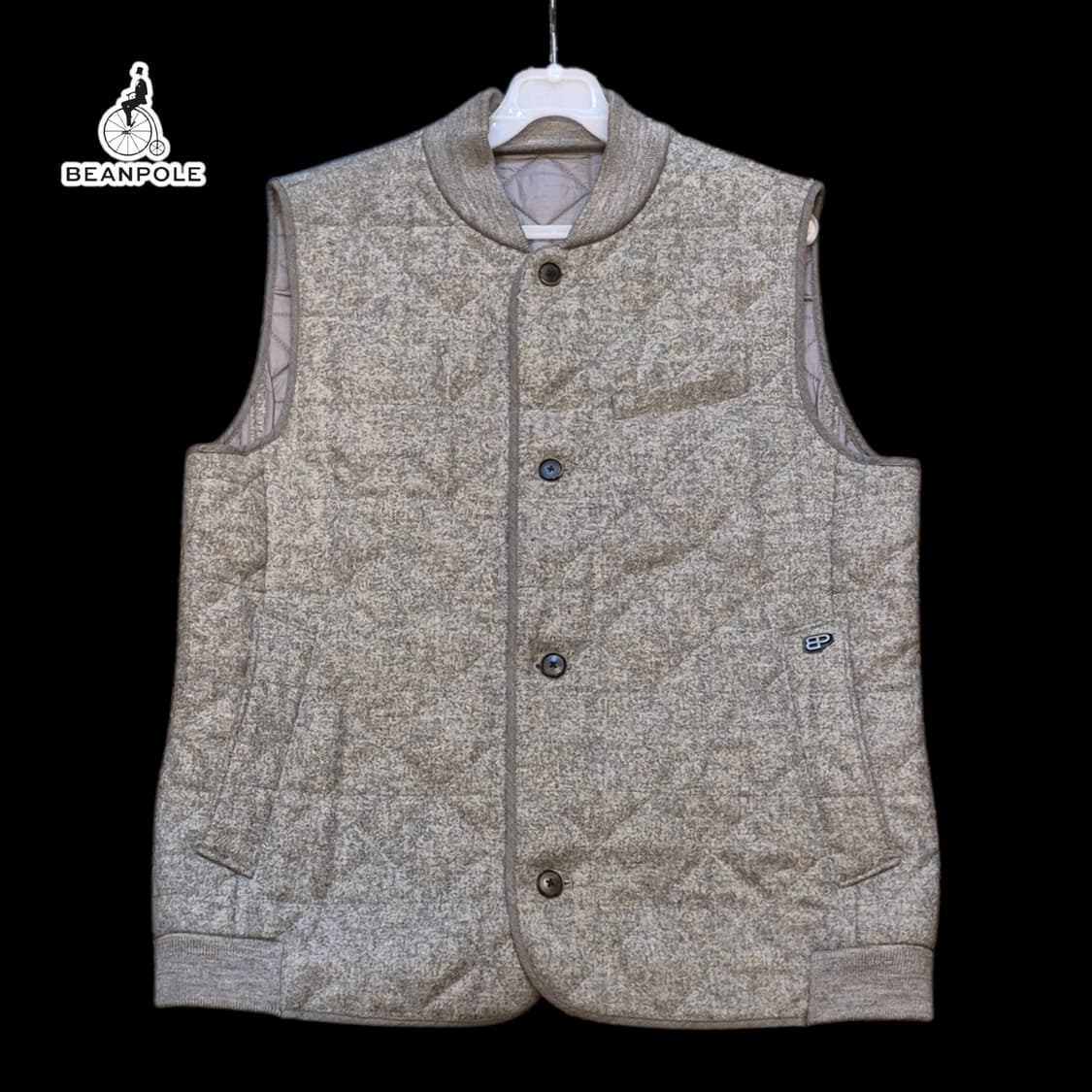 105(착샷잇음) 빈폴 그레이 퀼팅패턴 울조끼 상품이미지1