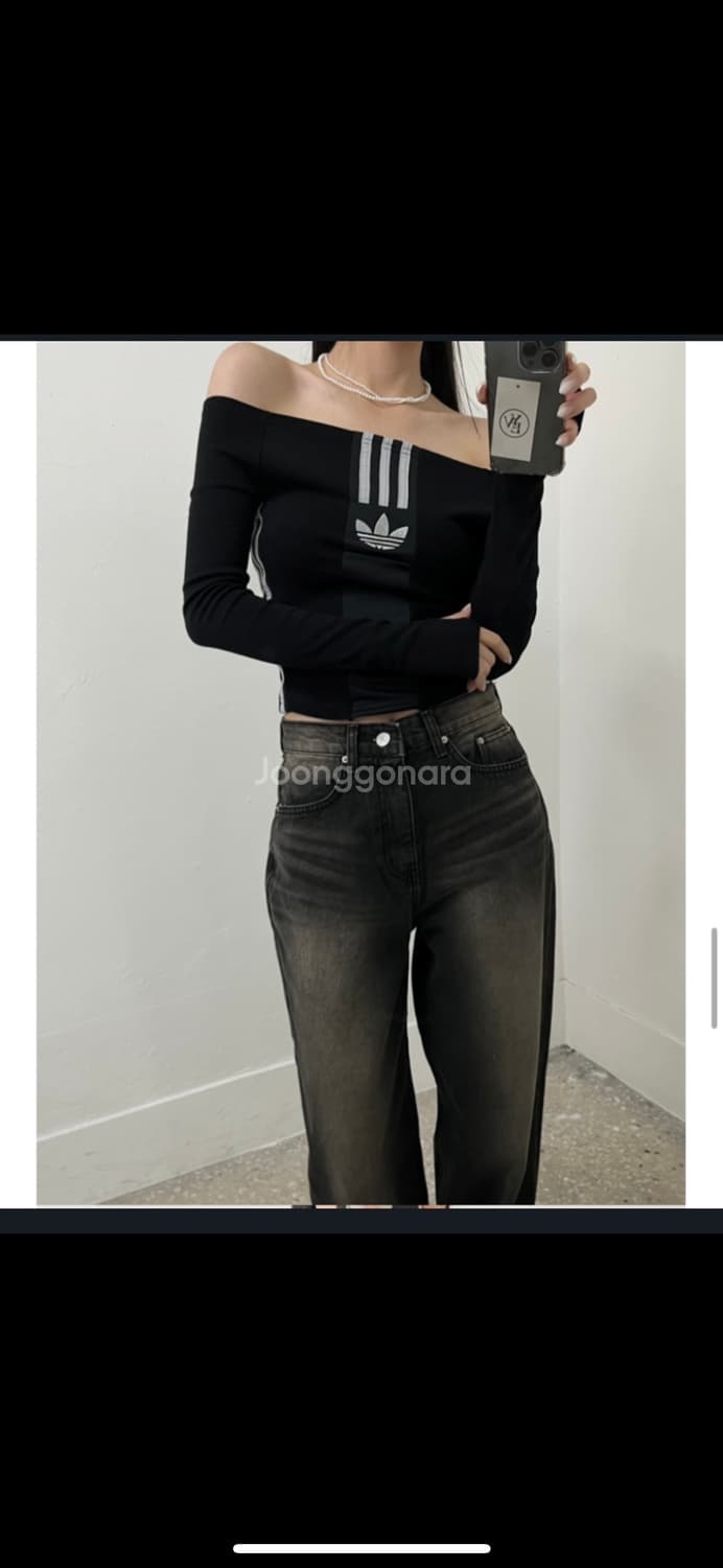 유이브 빈티지 한소희 아디다스 커스텀 오픈숄더 엔믹스 규진 에이핑크착용 상품이미지3