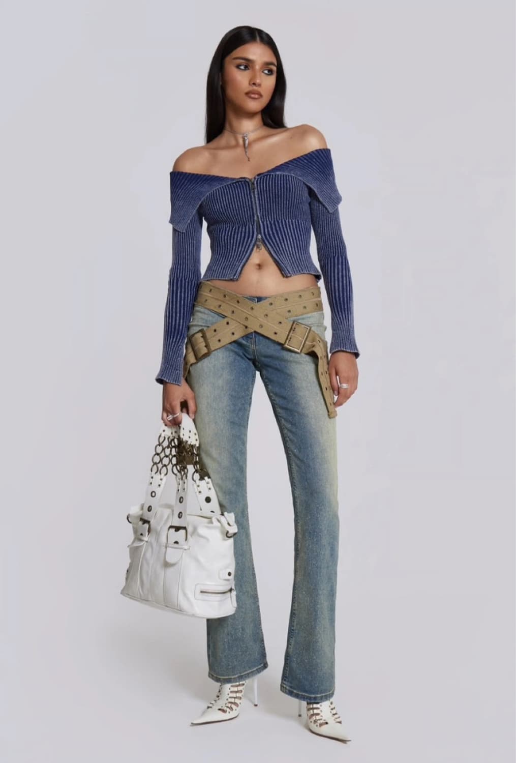 새상품) 제이디드런던 제니 민니 tribeca 리브드 오프숄더 상품이미지5