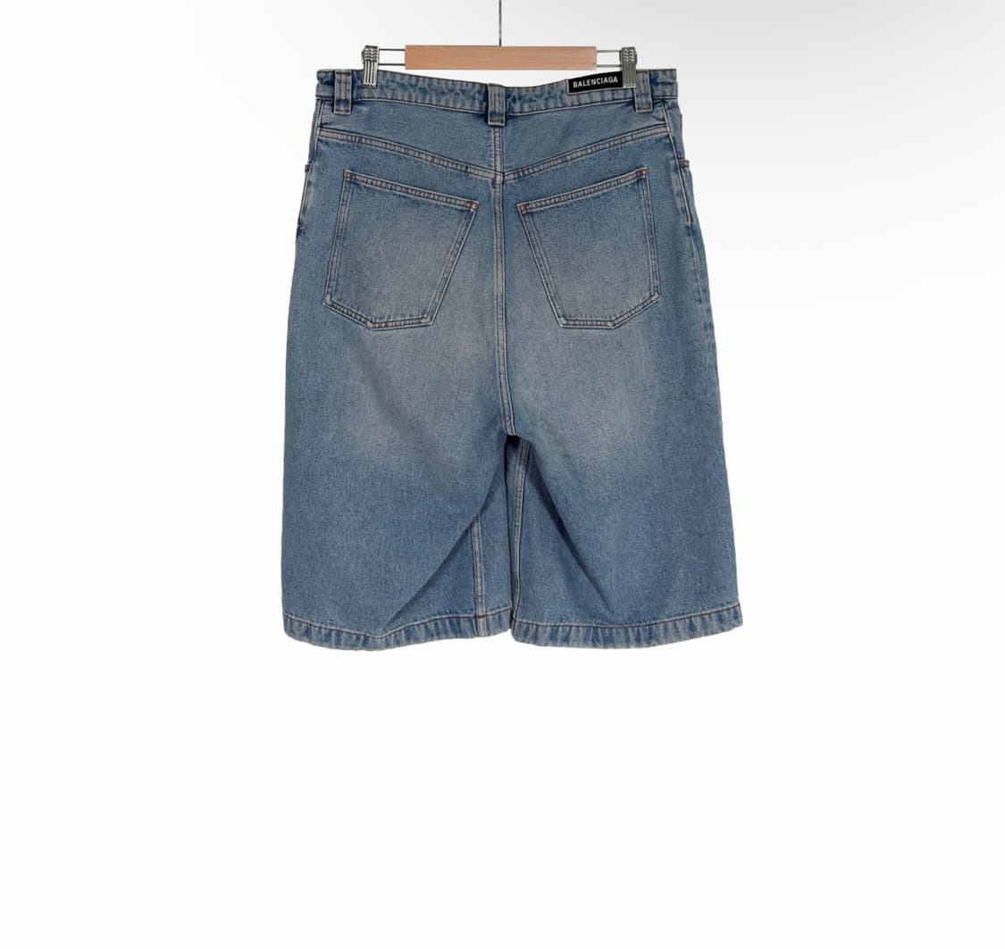 [31] 발렌시아가 남성 스케이터 데님 버뮤다 하프 반바지 쇼츠 연청 상품이미지2