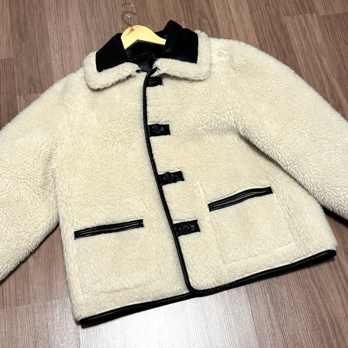 파사드패턴 빈티지 램스울 리버시블 무스탕 - 블랙 S 상품이미지4