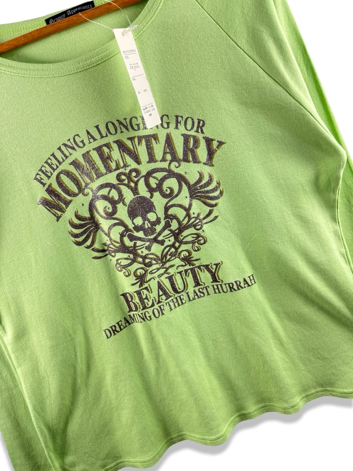 JPN 스컬 글리터 연두 롱슬리브2733 상품이미지4