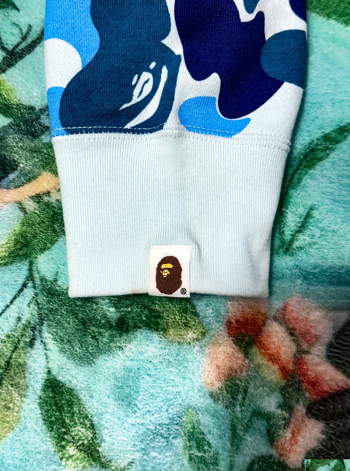 BAPE ABC 카모 세컨드 에이프 풀 집 후드(M) BLUE 상품이미지5
