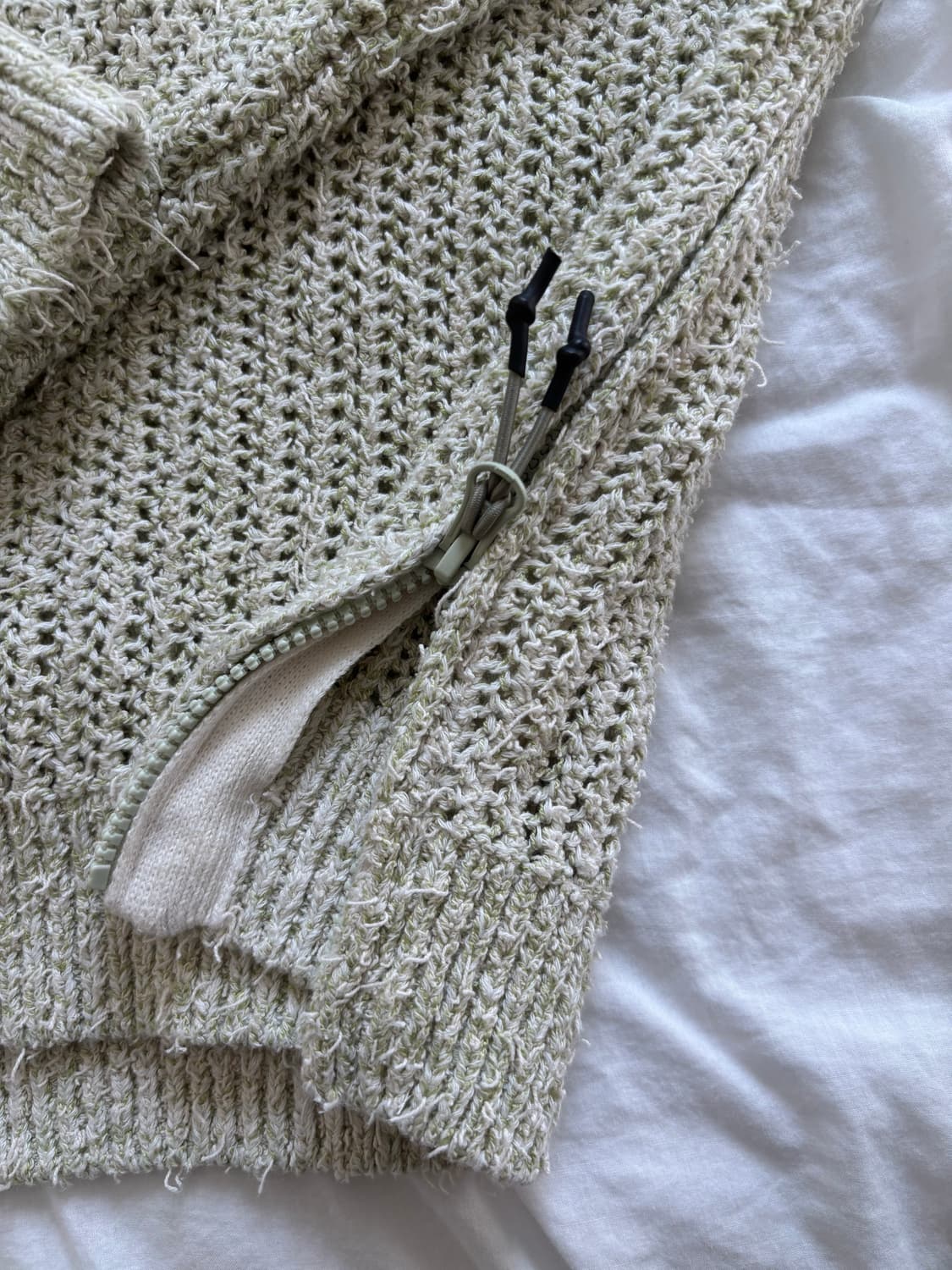 언어펙티드 오버핏 크루넥 니트 라임 멜란지 (사이드 지퍼) 상품이미지2