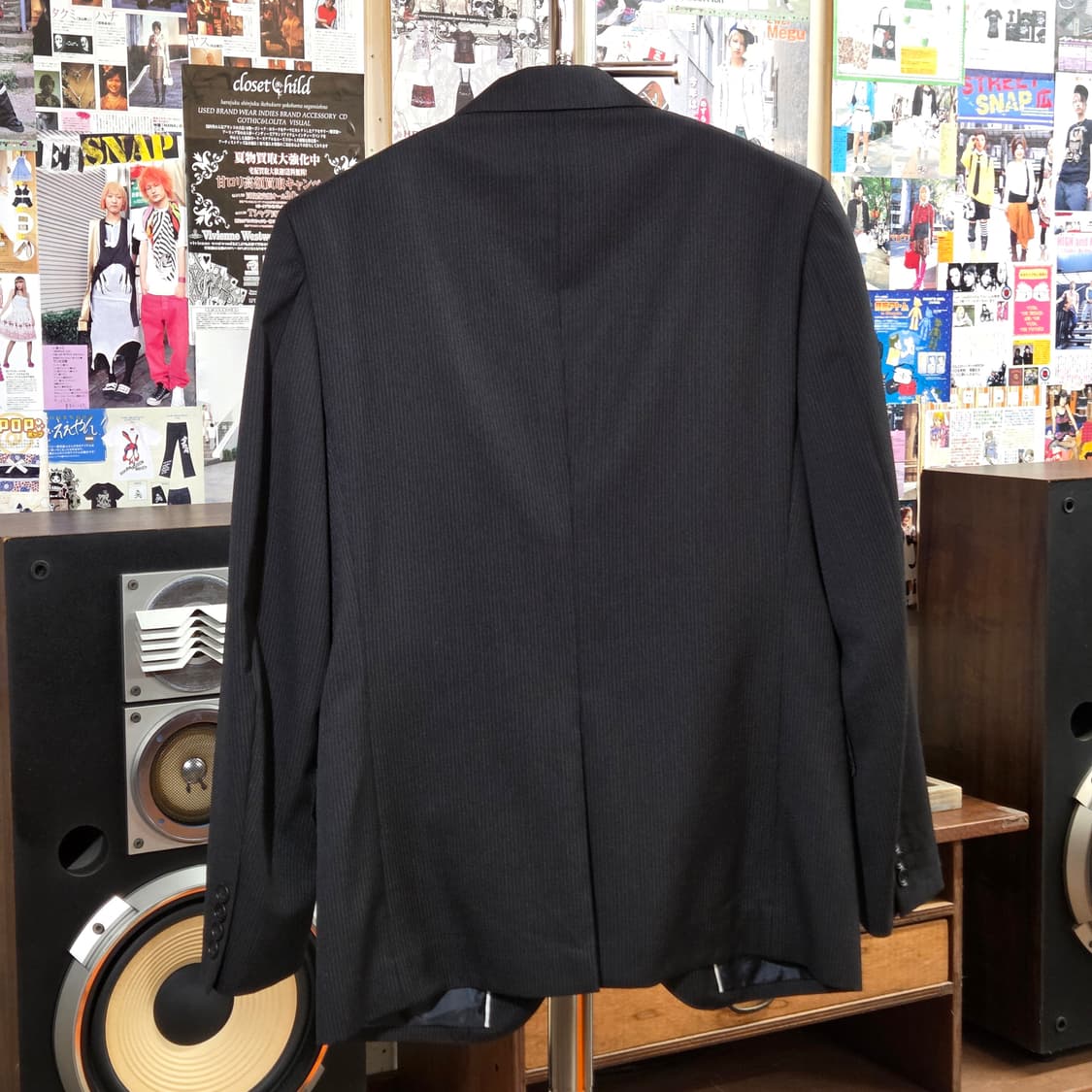 JPN 빈티지 스트라이프 블랙 블레이저 상품이미지5