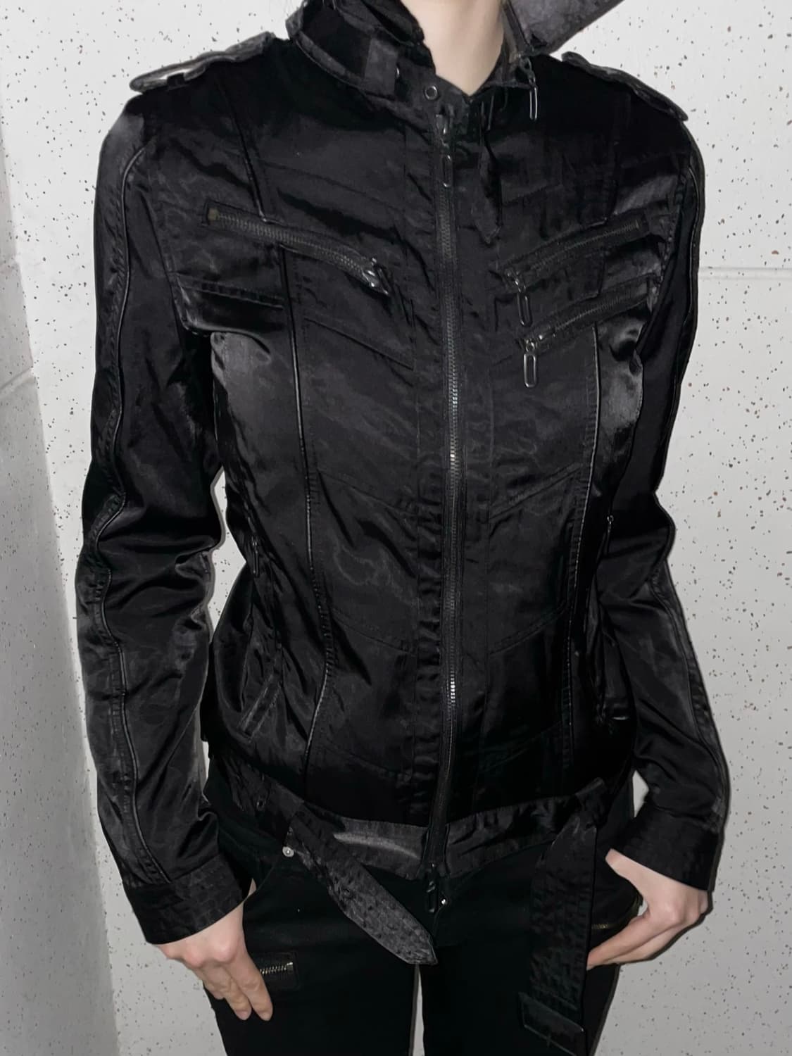 착샷o 바이커벨티드집업자켓 일본빈티지락시크펑크고스고딕버커루00s핀터나나깔 상품이미지5