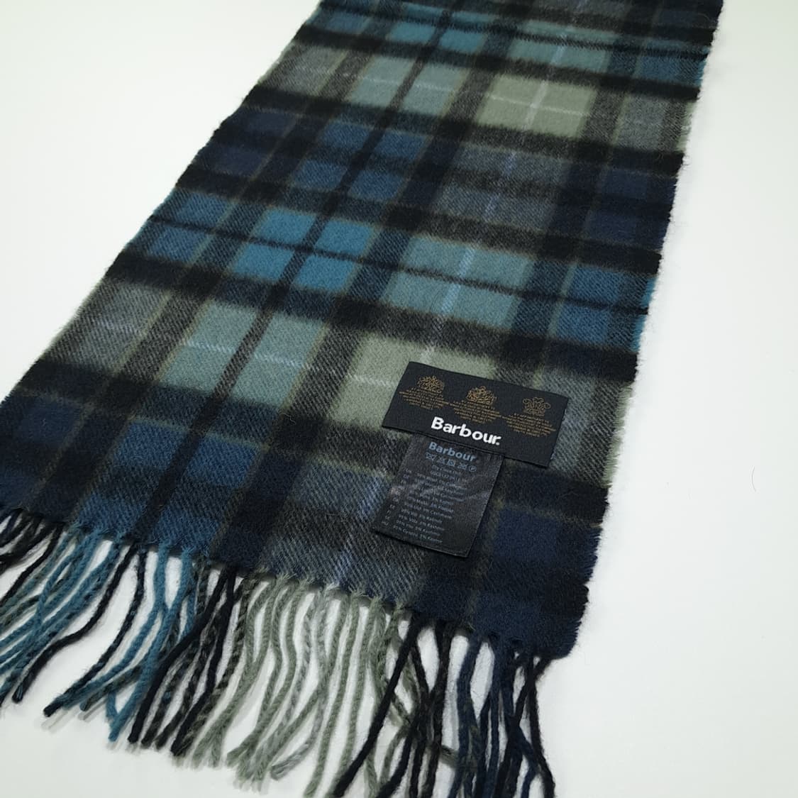 MX632 바버 울캐시미어 타탄체크 네이비 머플러 목도리 상품이미지4