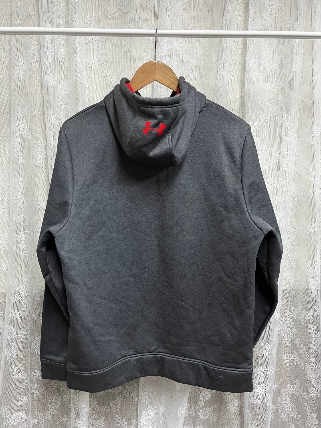 M) 언더아머 기모 후드 티셔츠 차콜 상품이미지2