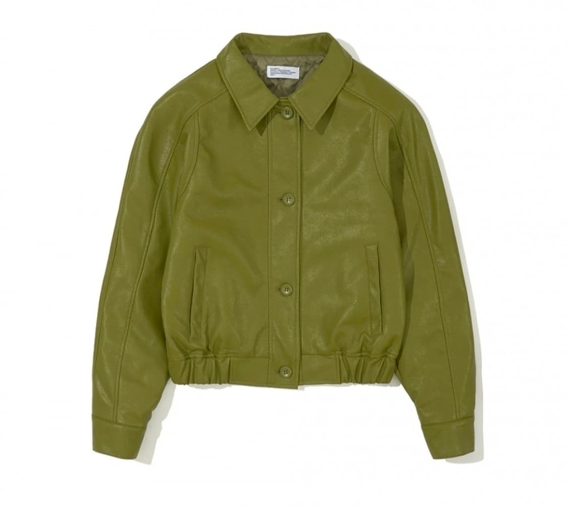 새제품) 파르티멘토우먼 레더 크롭 블루종 올리브그린 레드벨벳 웬디 착용 상품이미지6