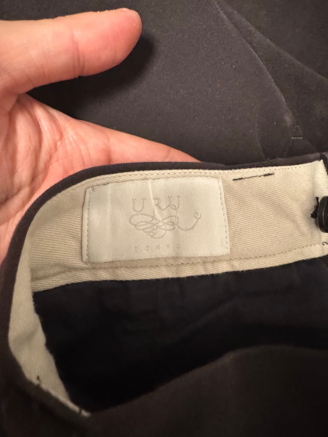 2) uru 브라운 네이비 와이드 크롭 팬츠 상품이미지3