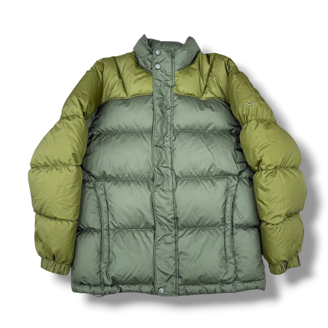 00's 나이키 올드스쿨 덕다운 카키 올리브그린 배색 숏패딩 상품이미지1
