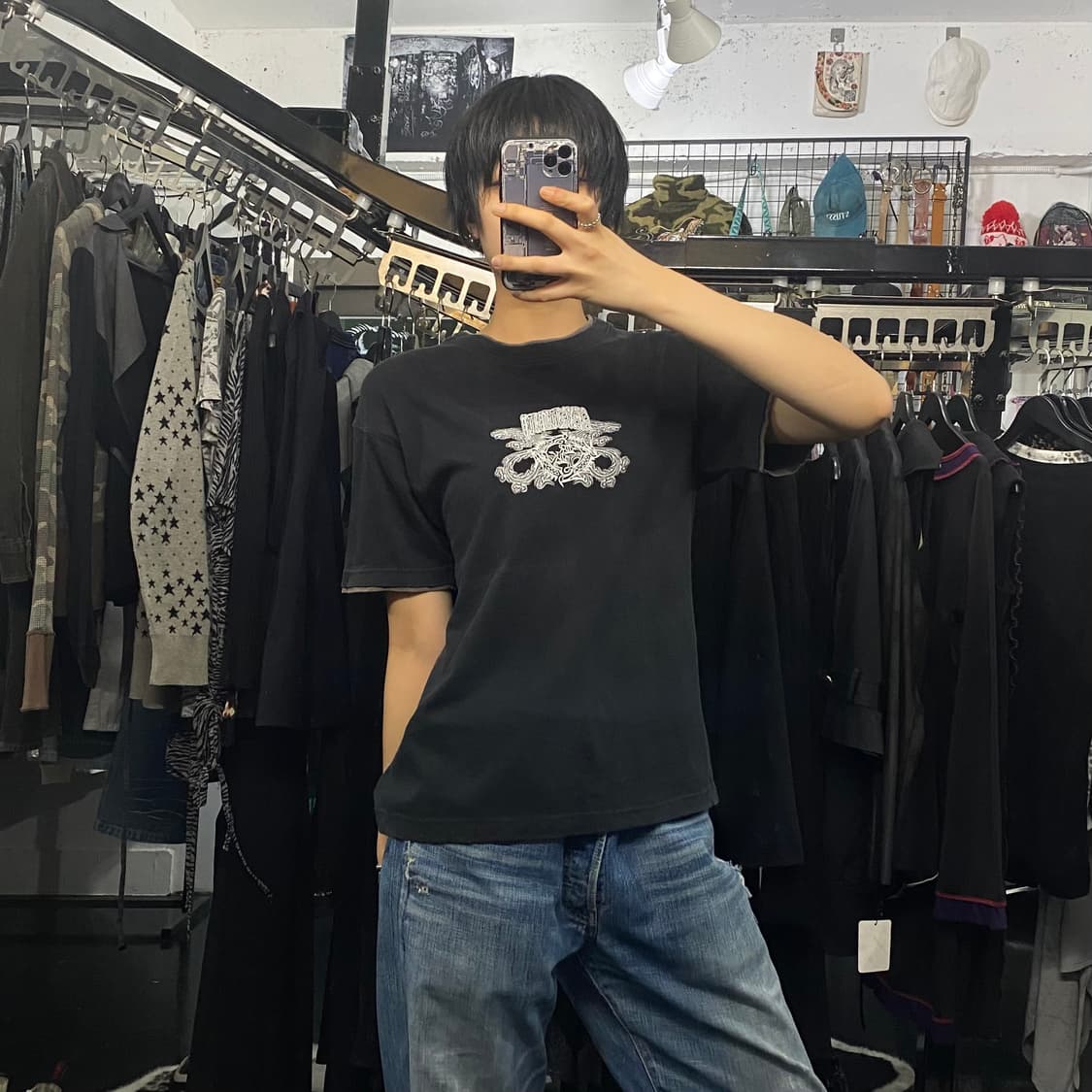 Collins 재패니즈 프린팅 디테일 레이어드 반팔 티셔츠 상품이미지8