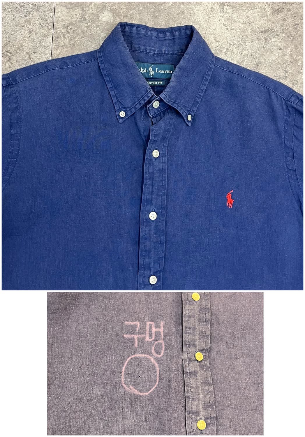 폴로 랄프로렌 린넨 반팔 셔츠 네이비 M  #csz3849 상품이미지5