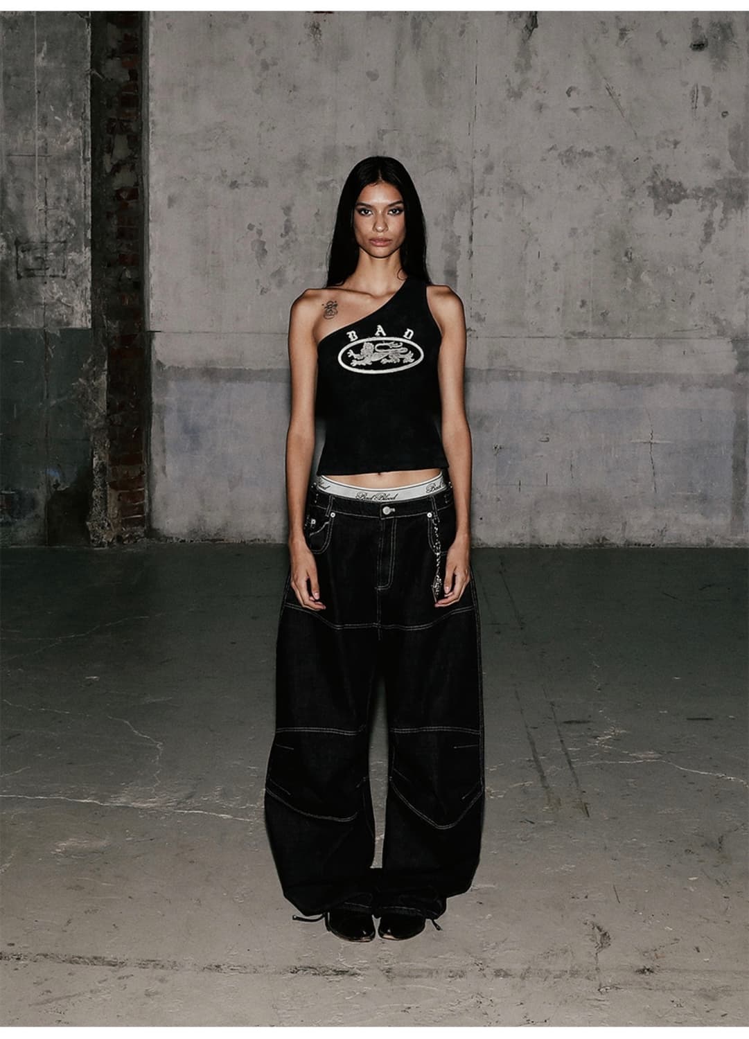 배드블러드 스쿼드 컨벡스 데님팬츠 블랙 S 상품이미지1