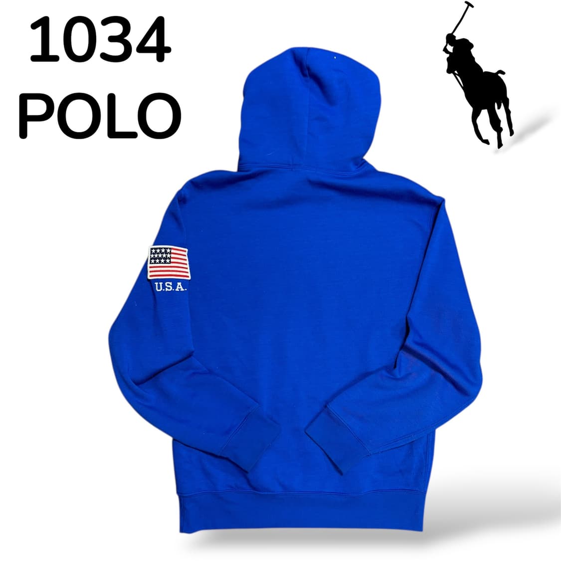 폴로 빅로고 블루 성조기 후드티 M 상품이미지3