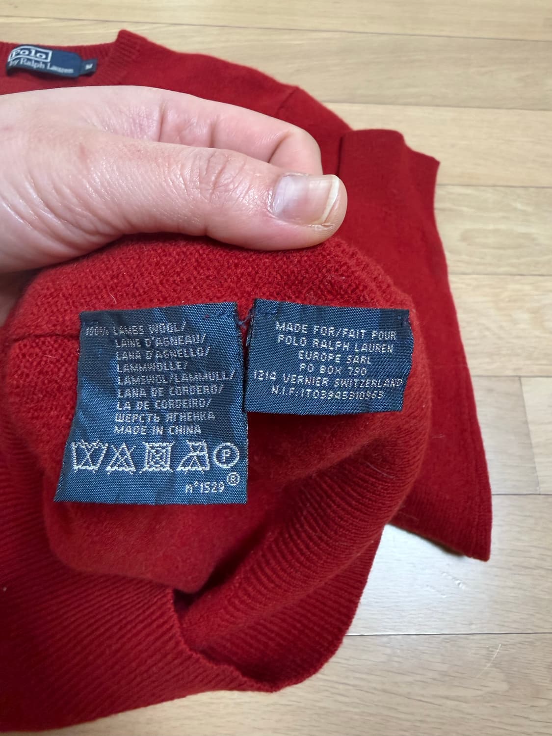 폴로 램스울 레드 니트 상품이미지3