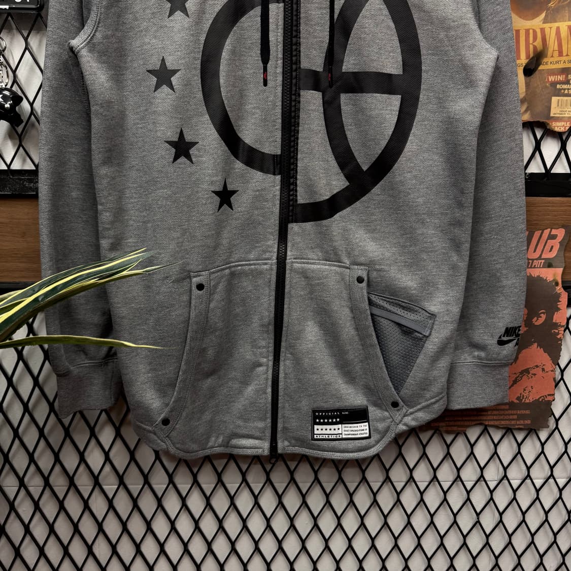 나이키 에어 후드 집업 전면 에슬레틱 빅로고 포인트 그레이 상품이미지4