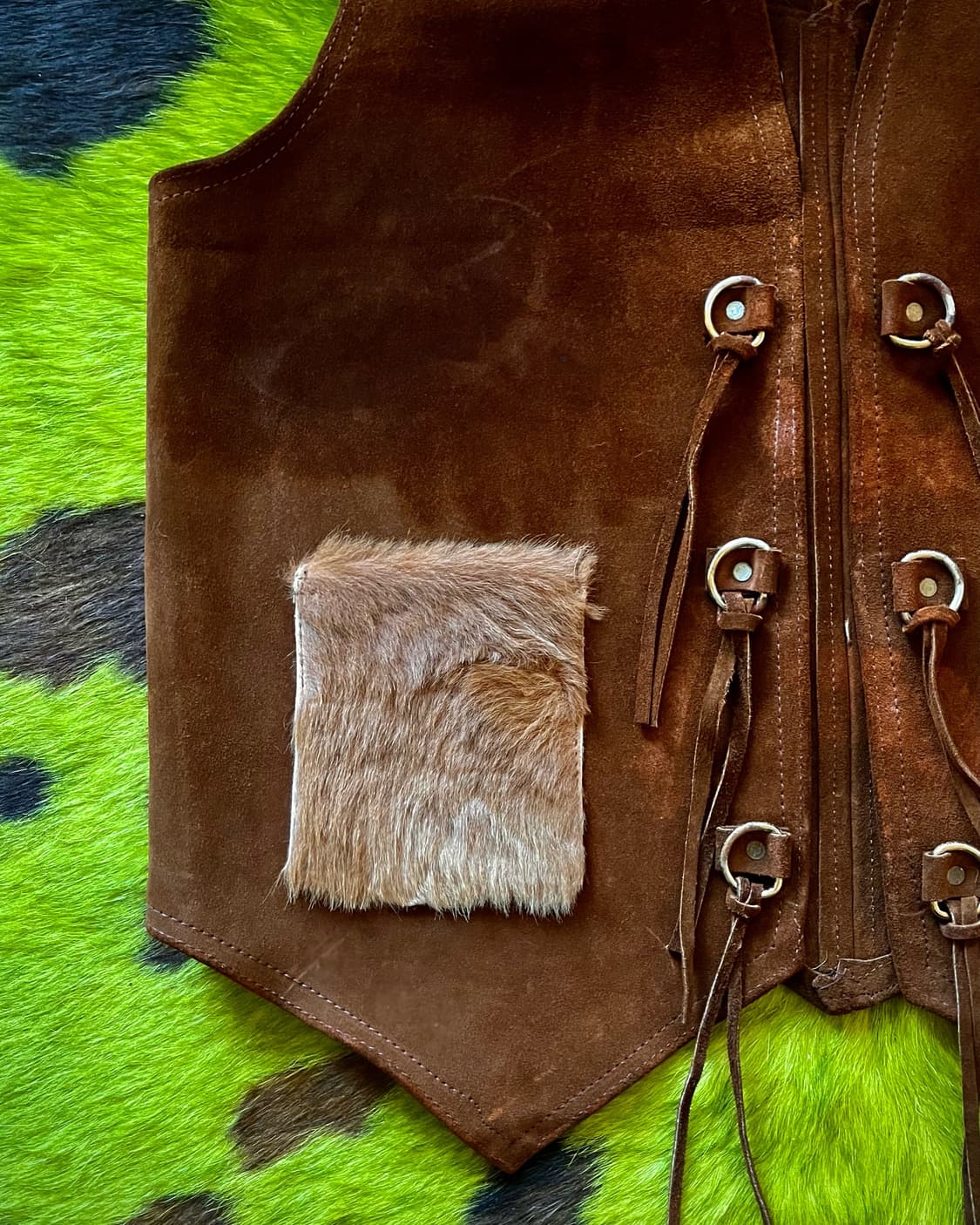 Western Vintage Vegetable Cowhide Vest 상품이미지6