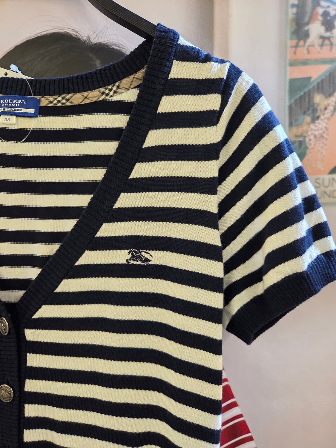 Burberry 버버리 네이비 스트라이프 반팔가디건 상품이미지3