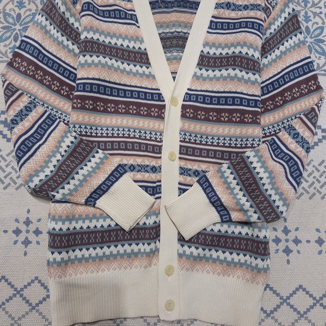 BRENNTANO CASUAL  에스닉 패턴 브이넥 니트 가디건 L 상품이미지5