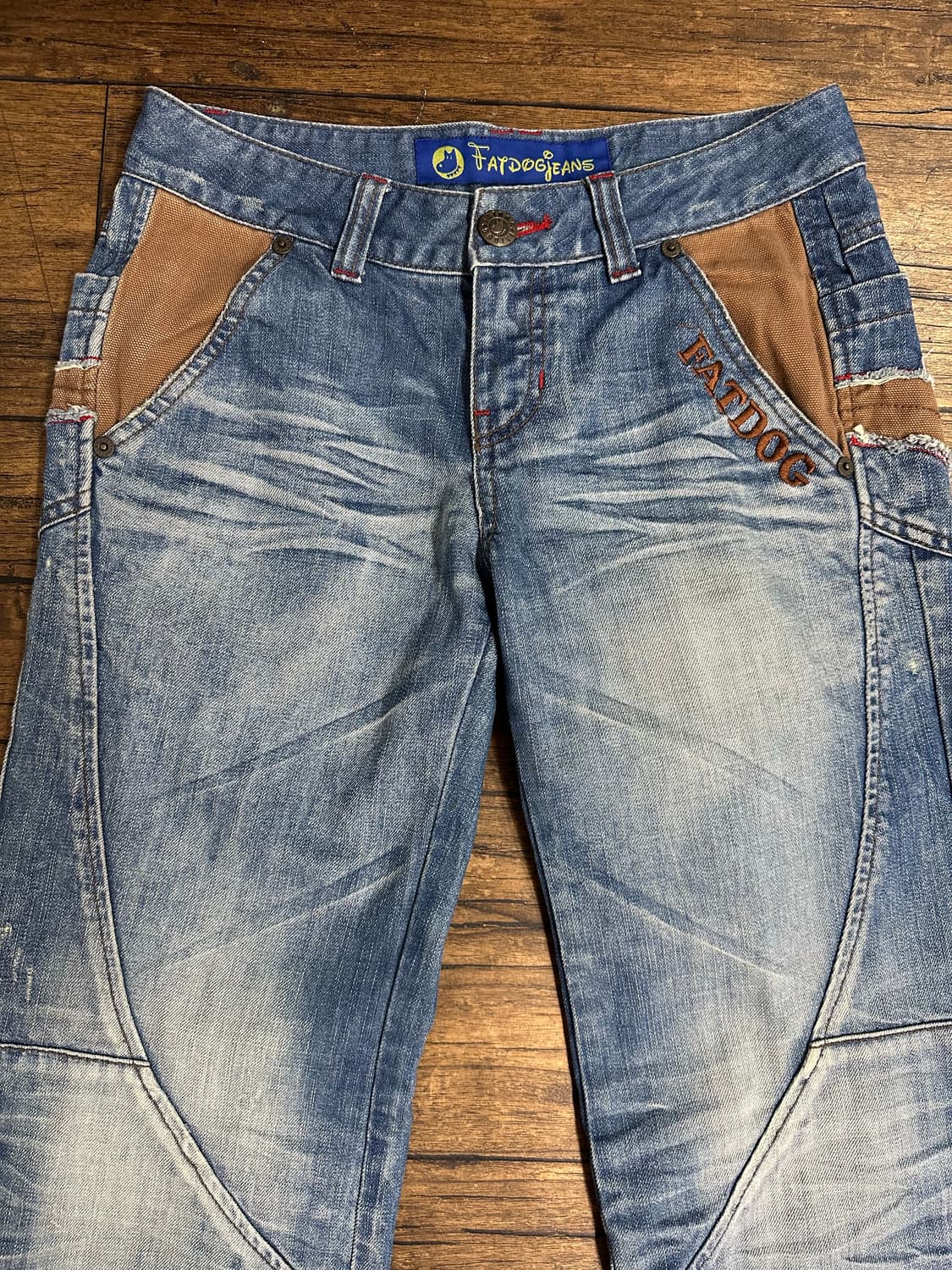 FATDOG JEANS Y2K 배색 워싱 데님 팬츠 실측27 상품이미지4
