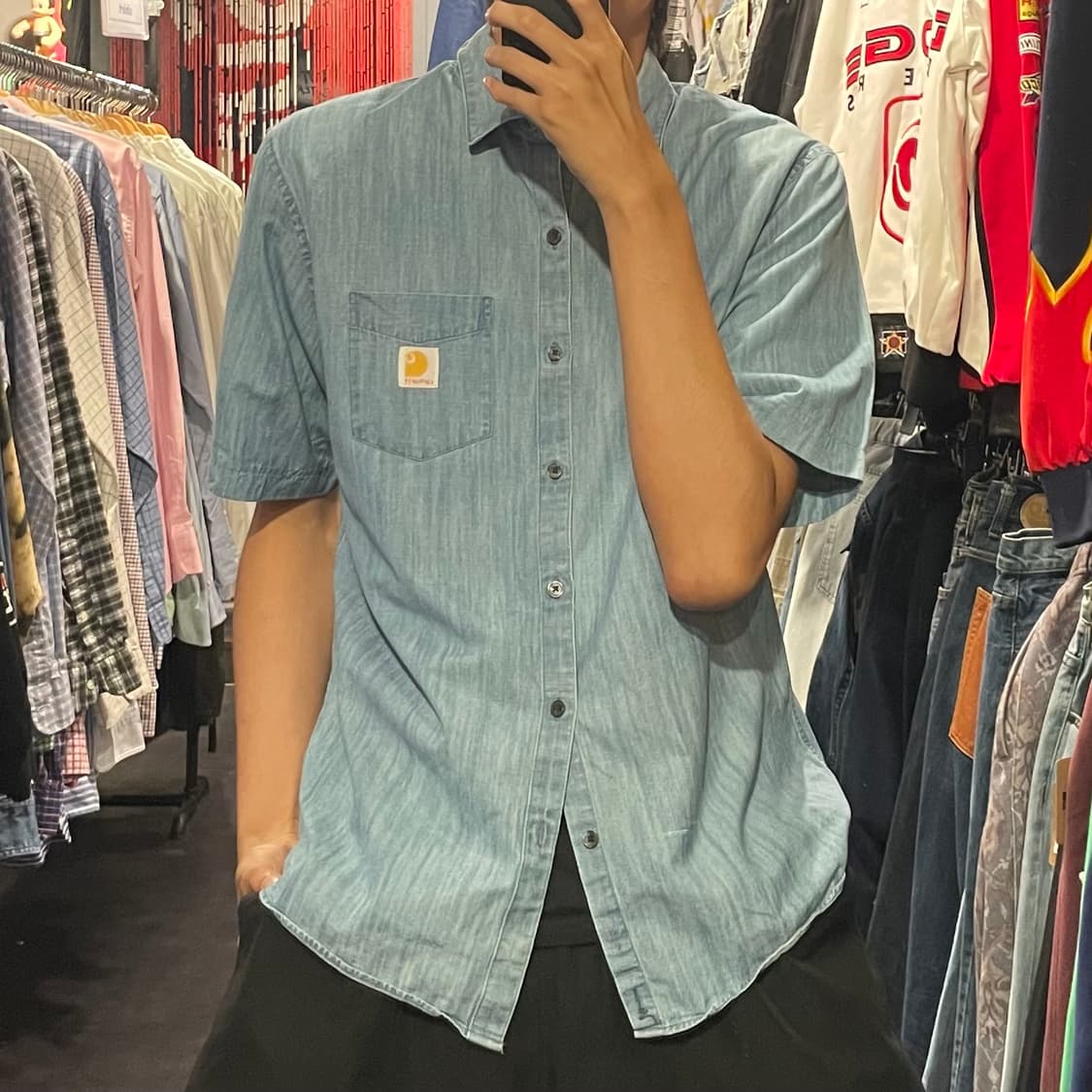 [IM] carhartt 칼하트 연청 데님 반팔셔츠 상품이미지3