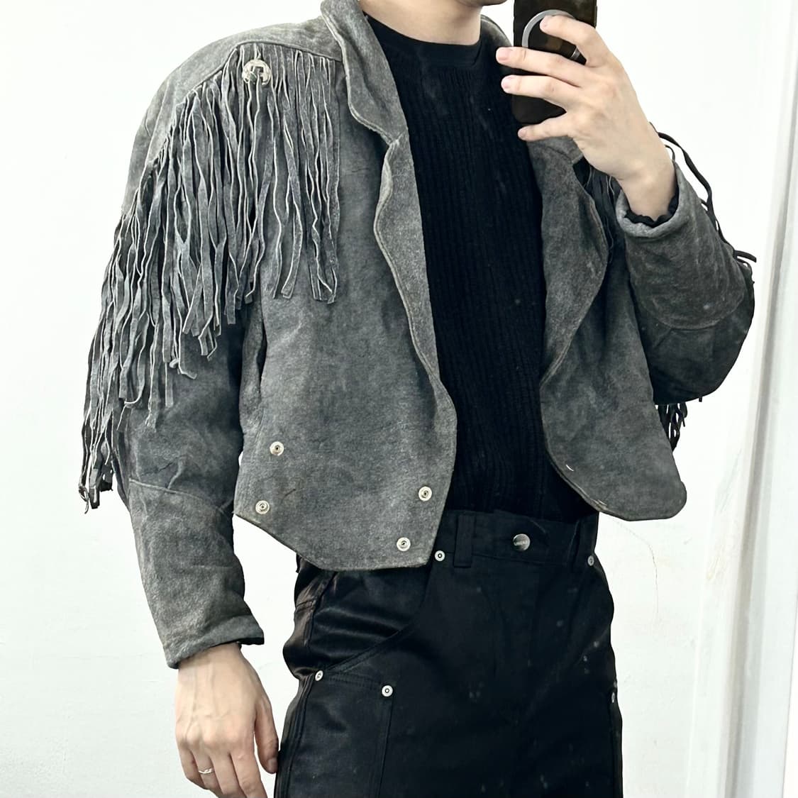 80s 소가죽 스웨이드 웨스턴 프린지 자켓 상품이미지4
